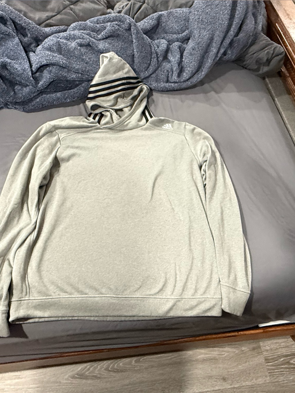 Adidas Light Gray Hooded women's Sweater with Three-Stripe Hood Detail